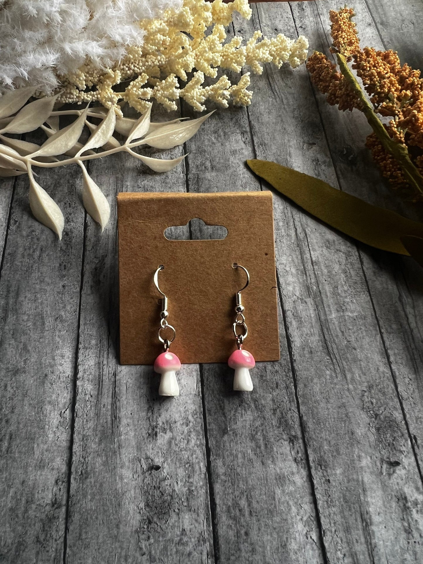 Mushroom Earrings, 925 Sterling Silver Earrings, Hypoallergenic Earrings , Plant Earrings, Quirky Earrings, Unique earrings