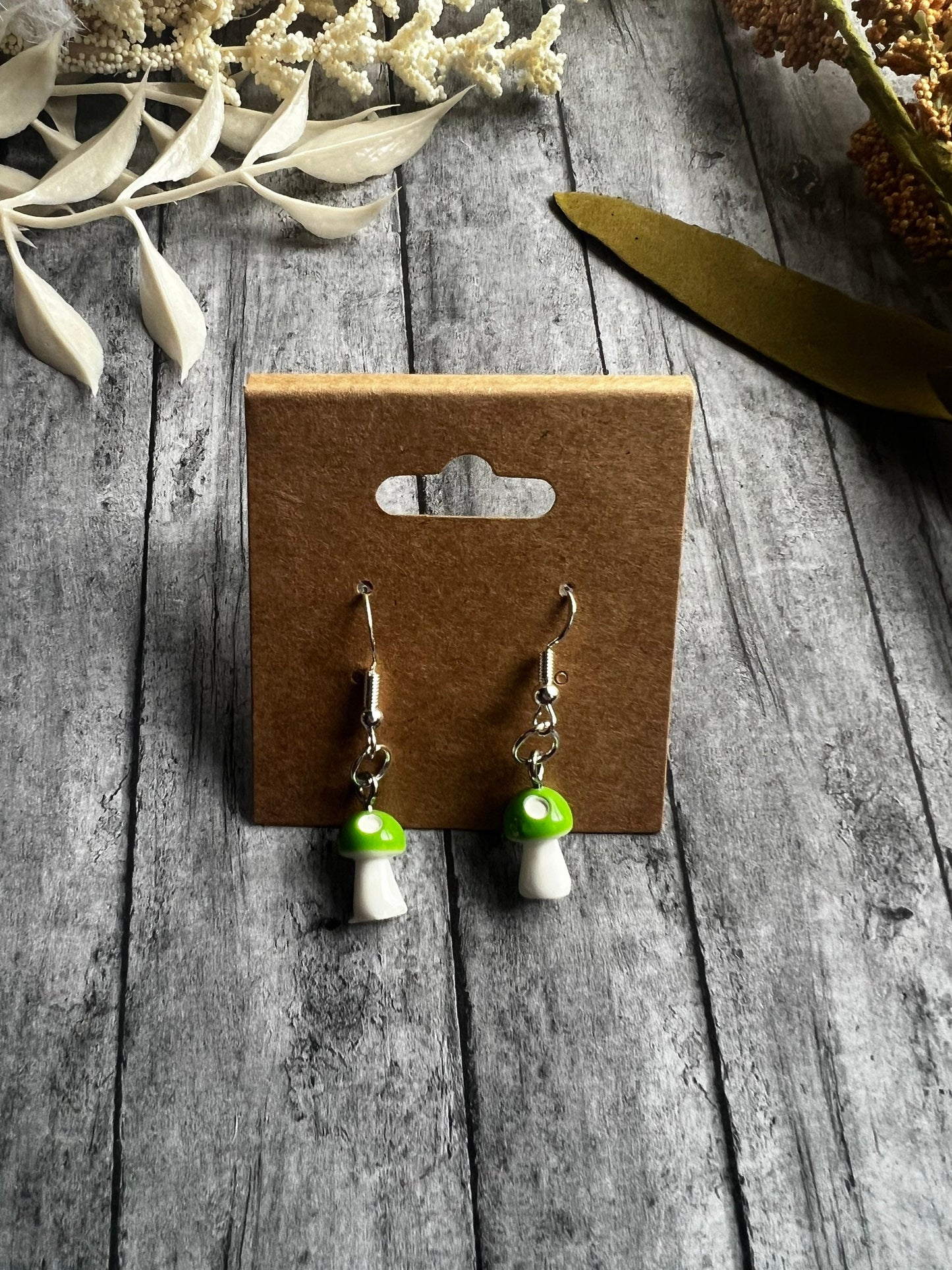 Mushroom Earrings, 925 Sterling Silver Earrings, Hypoallergenic Earrings , Plant Earrings, Quirky Earrings, Unique earrings