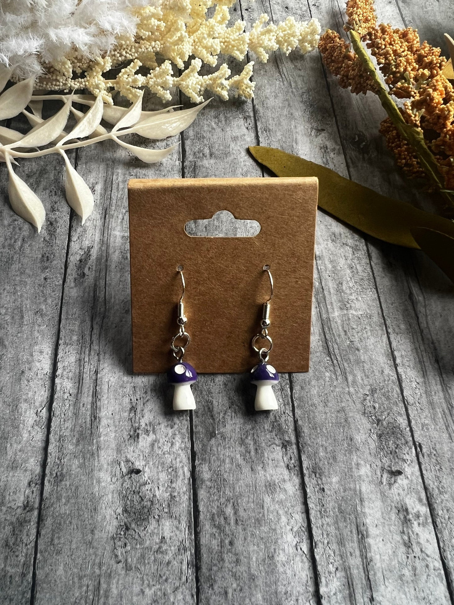 Mushroom Earrings, 925 Sterling Silver Earrings, Hypoallergenic Earrings , Plant Earrings, Quirky Earrings, Unique earrings