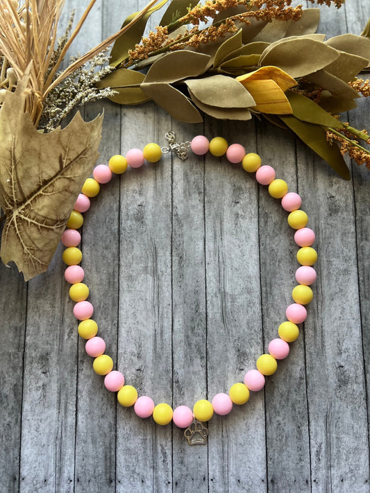 Light Pink and Yellow Pet Necklace with Toggle Clasp, Jewelry for Dogs, Jewelry for Cats, Durable Pet Necklace, Pet Accessories, Pet GIfts