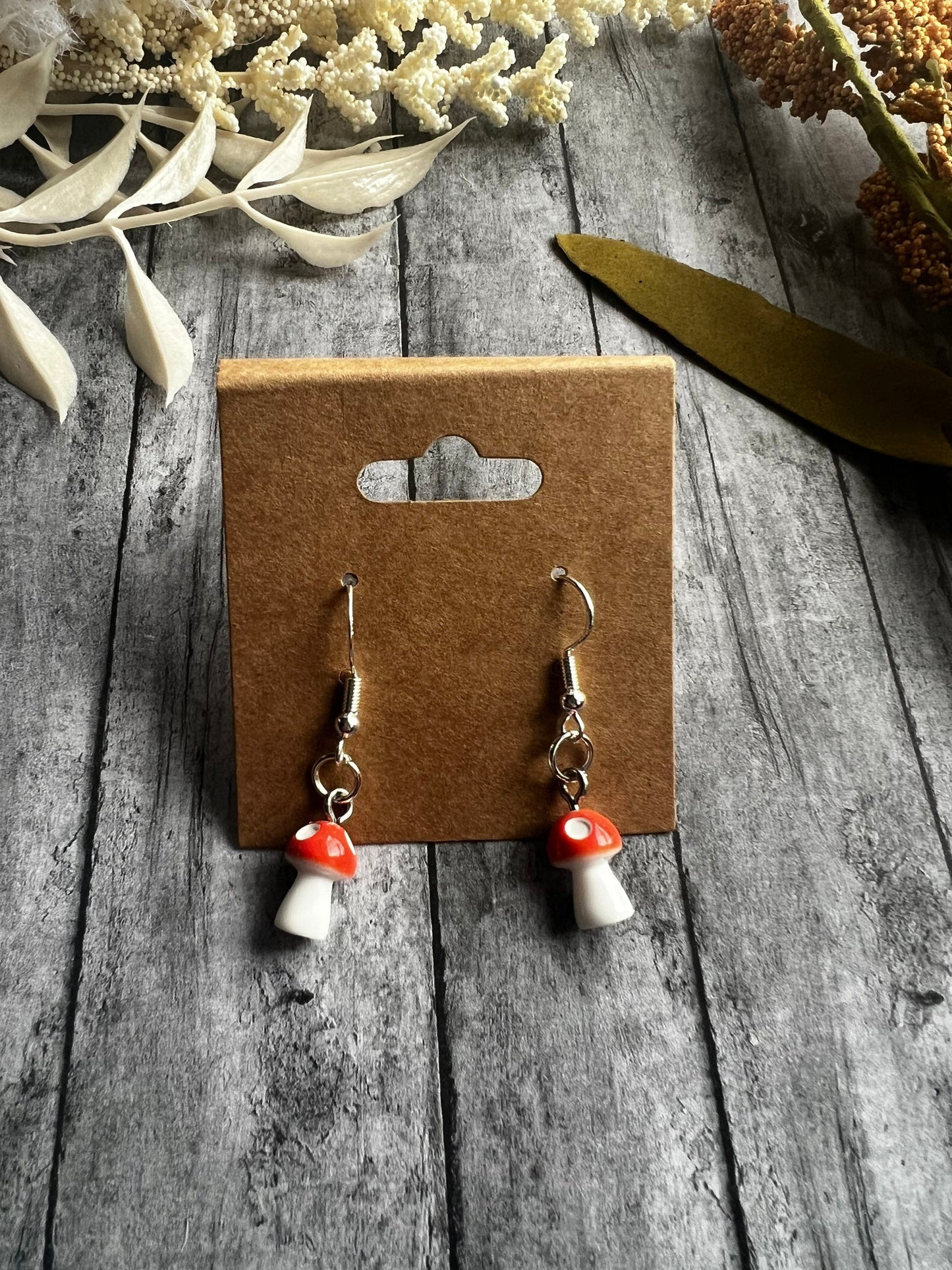 Mushroom Earrings, 925 Sterling Silver Earrings, Hypoallergenic Earrings , Plant Earrings, Quirky Earrings, Unique earrings