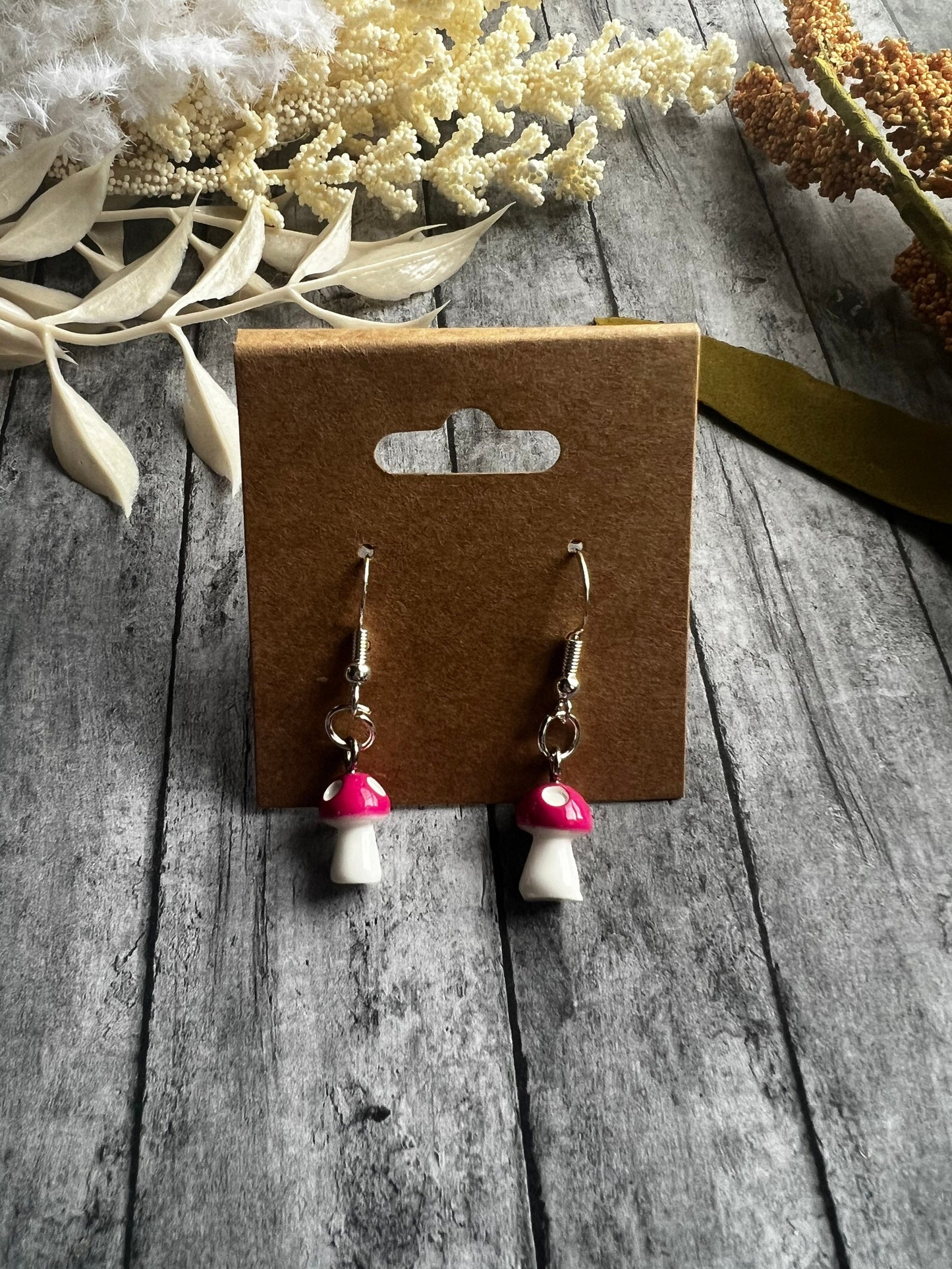 Mushroom Earrings, 925 Sterling Silver Earrings, Hypoallergenic Earrings , Plant Earrings, Quirky Earrings, Unique earrings