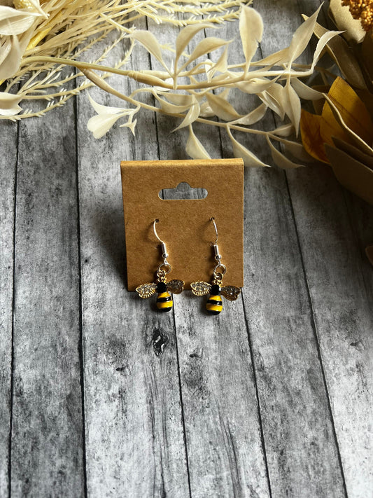 Bee Dangle Earrings| Hypoallergenic Earrings| sterling Silver Earrings| Insect Earrings| Unique Earrings| 925 Sterling Silver