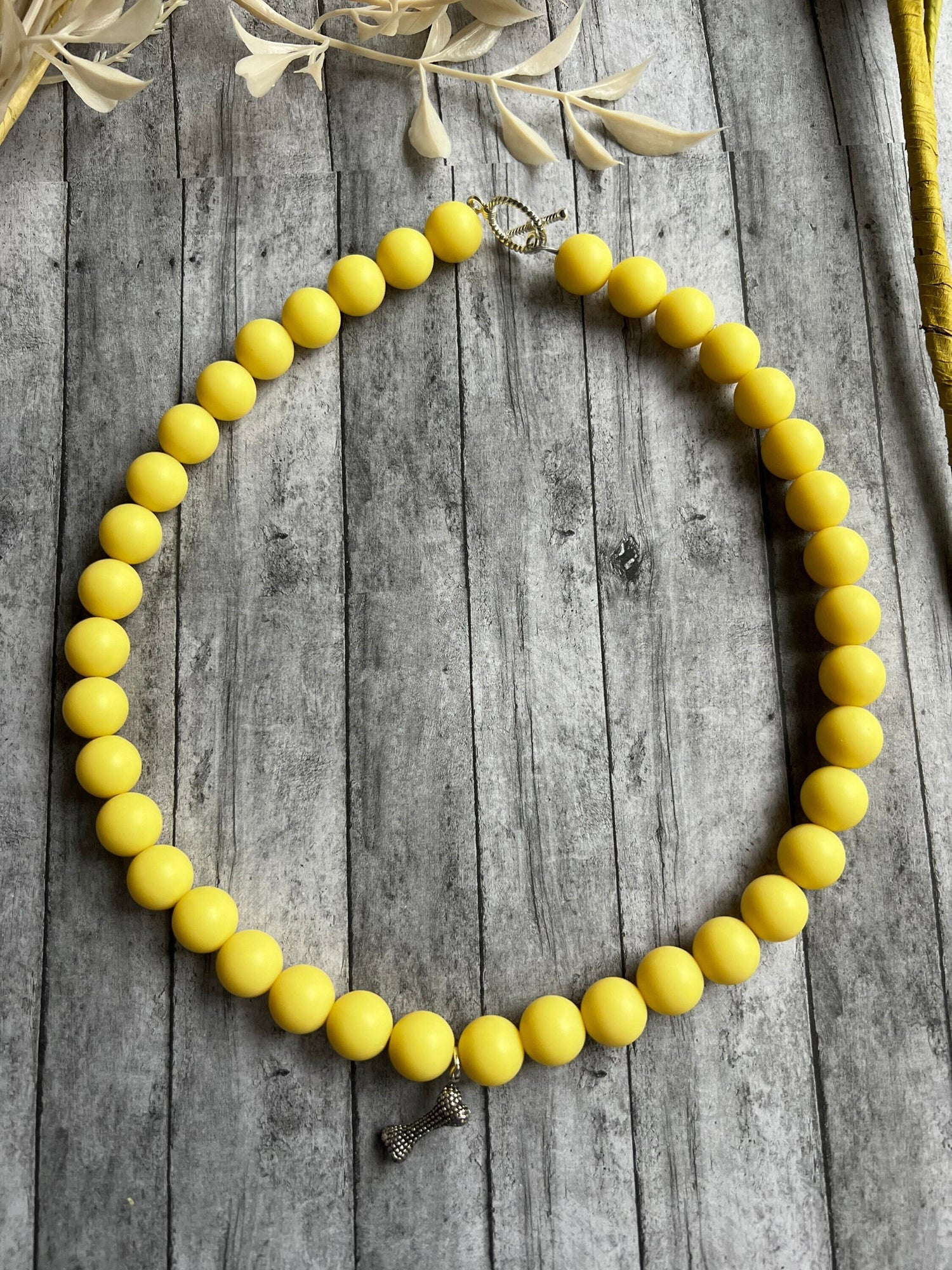 Yellow Pet Necklace w/ Toggle Clasp, Jewelry for Dogs, Jewelry for Cats, Durable Pet Necklace, Pet Accessories, Pet Gifts