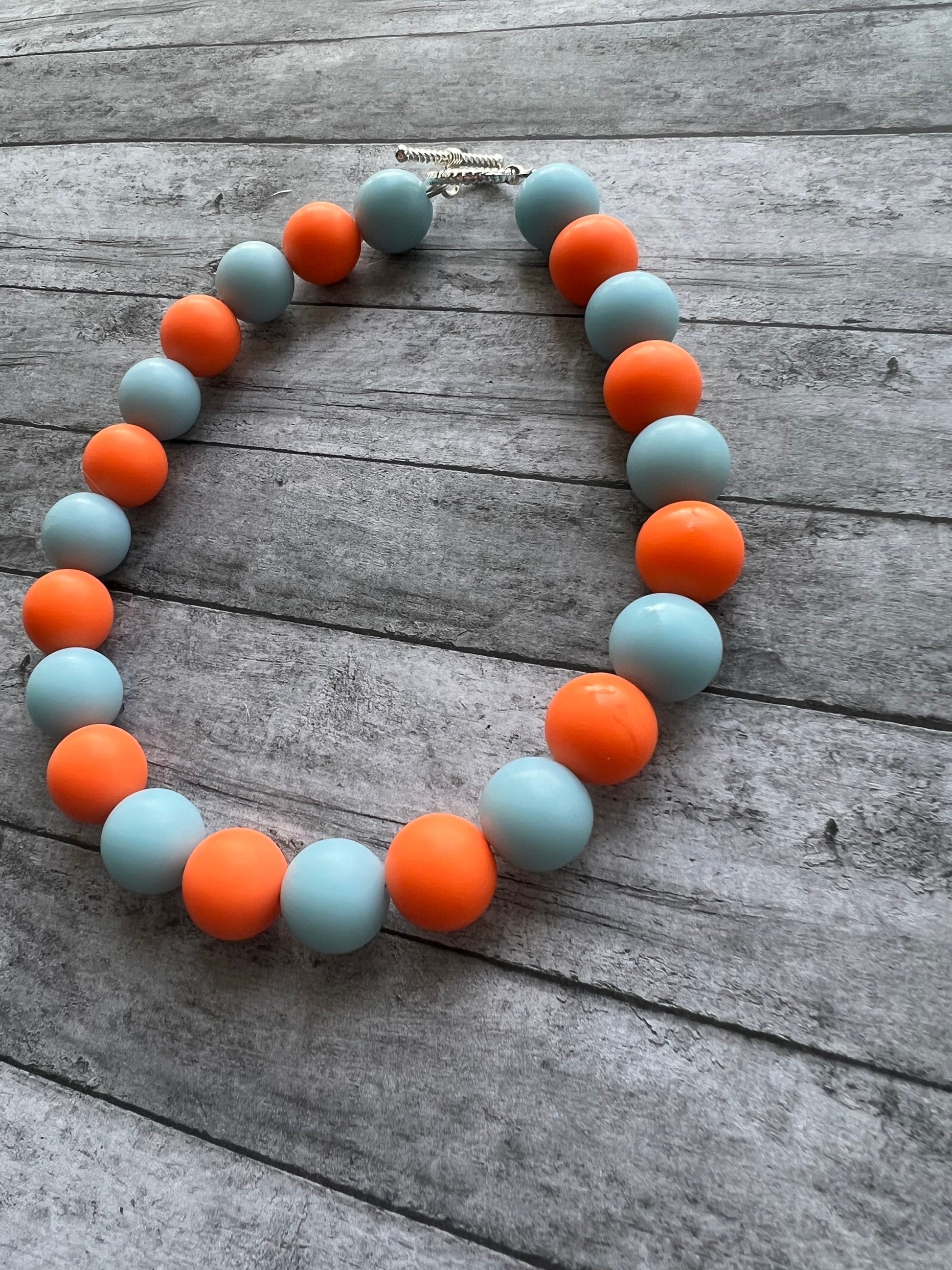 Orange and Blue Pet Necklace with Toggle Clasp, Jewelry for Dogs, Jewelry for Cats, Durable Pet Necklace, Pet Accessories, Pet Gifts