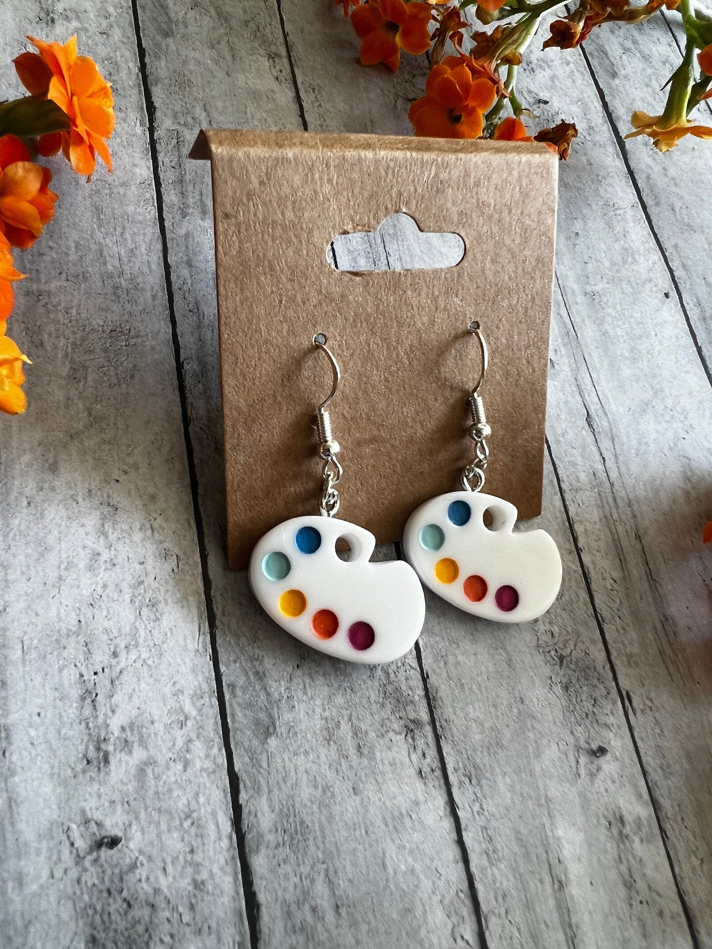 Colorful Paint Palette Earrings, 925 Sterling Silver Plated Earrings, Hypoallergenic Earrings, Cute Earrings, Quirky Earrings