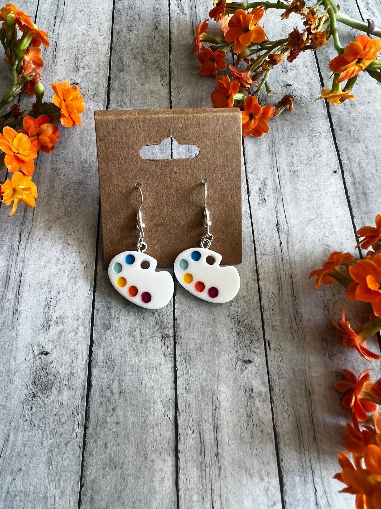 Colorful Paint Palette Earrings, 925 Sterling Silver Plated Earrings, Hypoallergenic Earrings, Cute Earrings, Quirky Earrings