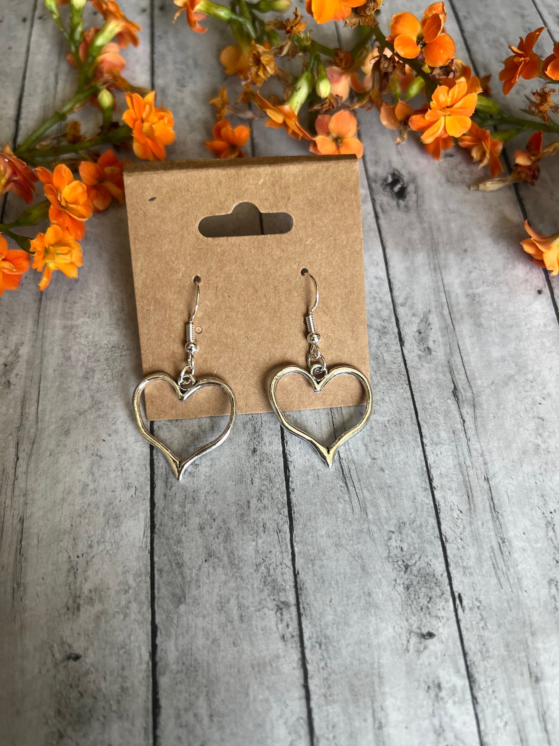 Silver Heart Earrings, 925 Sterling Silver Plated Earrings, Hypoallergenic Earrings, Cute Earrings,Quirky Earrings, Gifts for Her