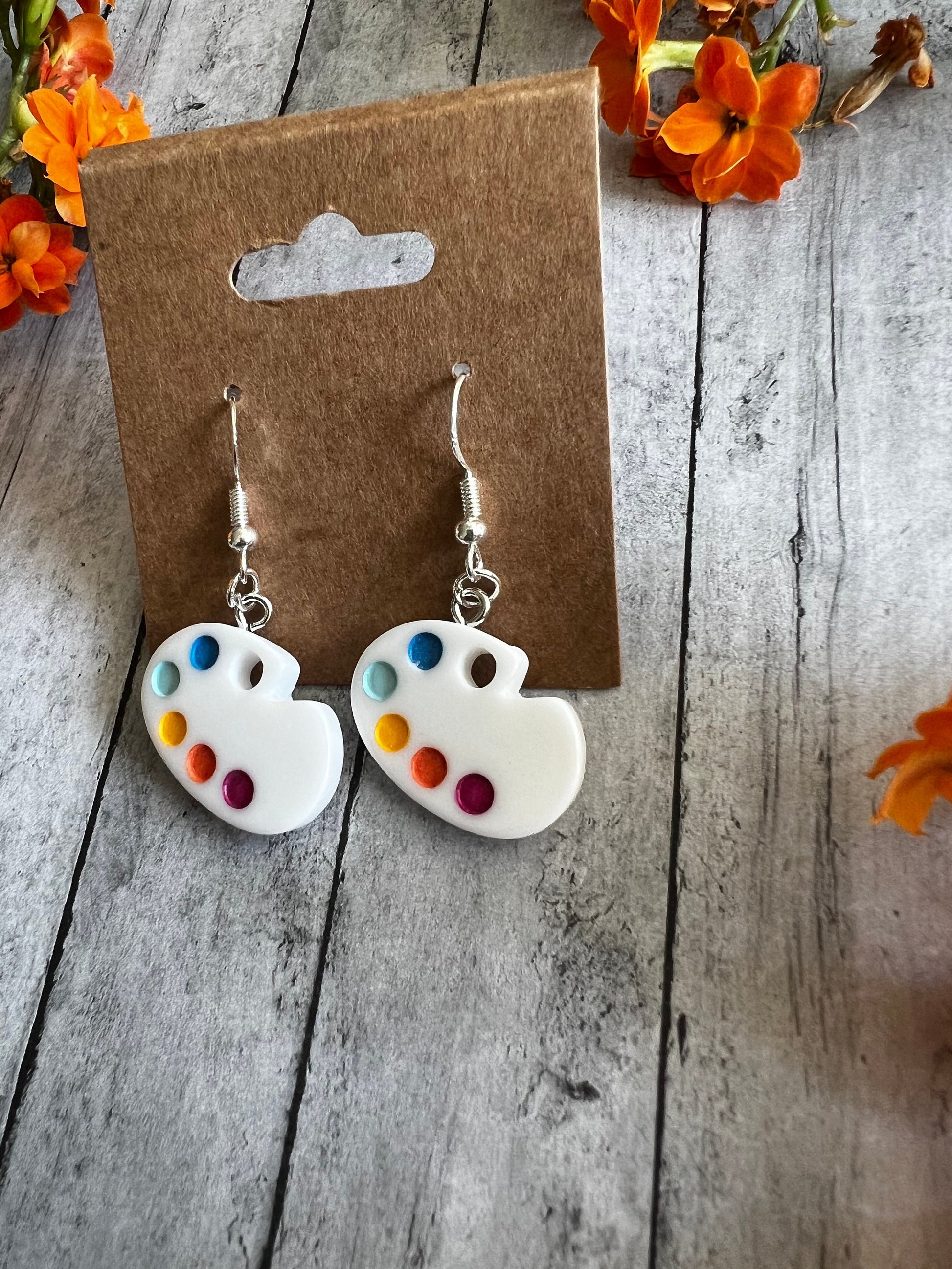 Colorful Paint Palette Earrings, 925 Sterling Silver Plated Earrings, Hypoallergenic Earrings, Cute Earrings, Quirky Earrings