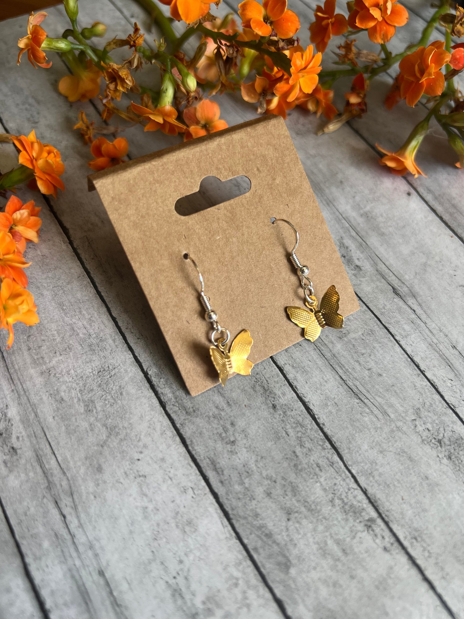 Gold Butterfly Earrings | 925 Sterling Silver Earrings | Hypoallergenic Earrings | Cute, Quirky Earrings