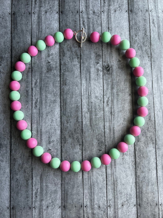 Green and Dark Pink Pet Necklace with Toggle Clasp, Jewelry for Dogs, Jewelry for Cats, Durable Pet Necklace, Pet Accessories, Pet Gifts