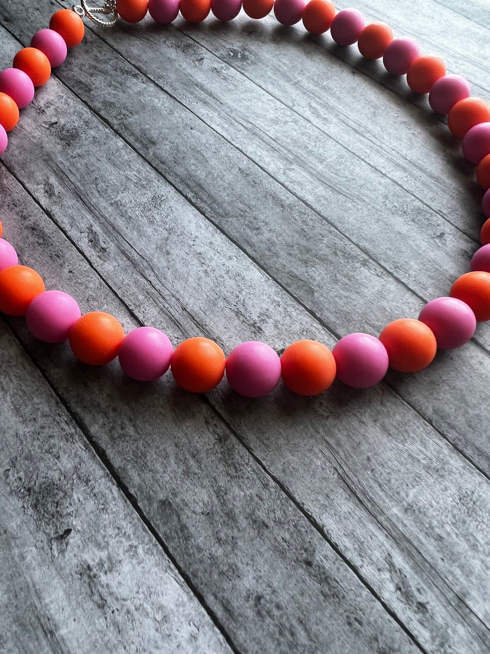 Orange and Light Pink Pet Necklace with Toggle Clasp, Jewelry for Dogs, Jewelry for Cats, Durable Pet Necklace, Pet Accessories, Pet Gifts