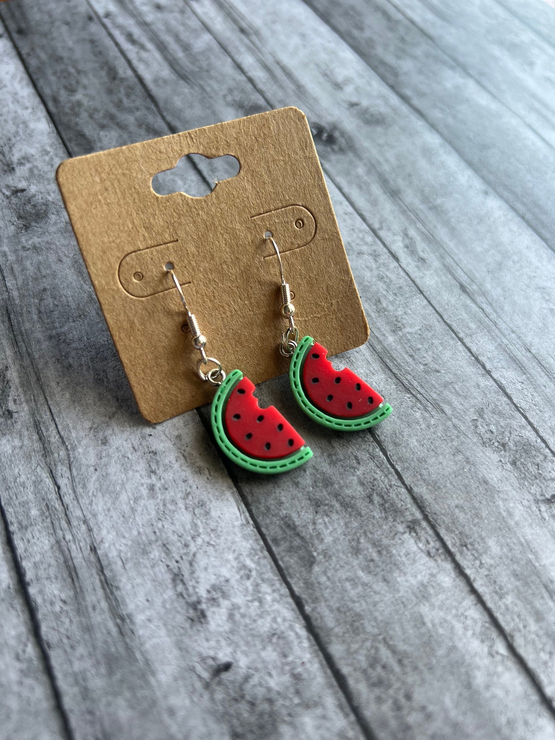 Watermelon Slice Earrings, Fruit Earrings, Summer Earrings, 925 Sterling Silver Hypoallergenic Earrings, Trendy Earrings, Gifts for Her