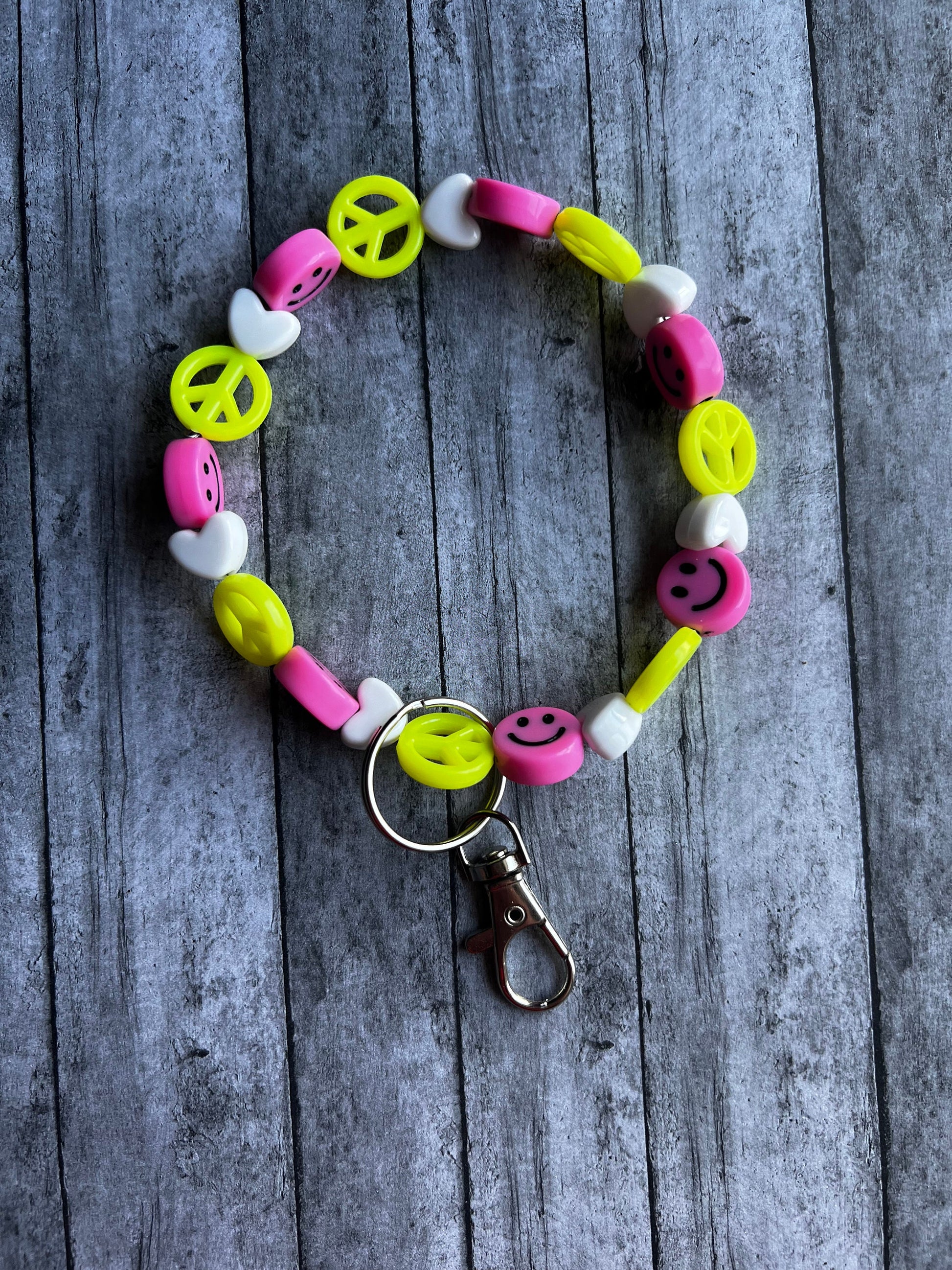 Smiley Face Keychain, Smiley Face Wristlet, Keychain Accessories, Bag Keychain, Backpack Keychain, Gifts for Her