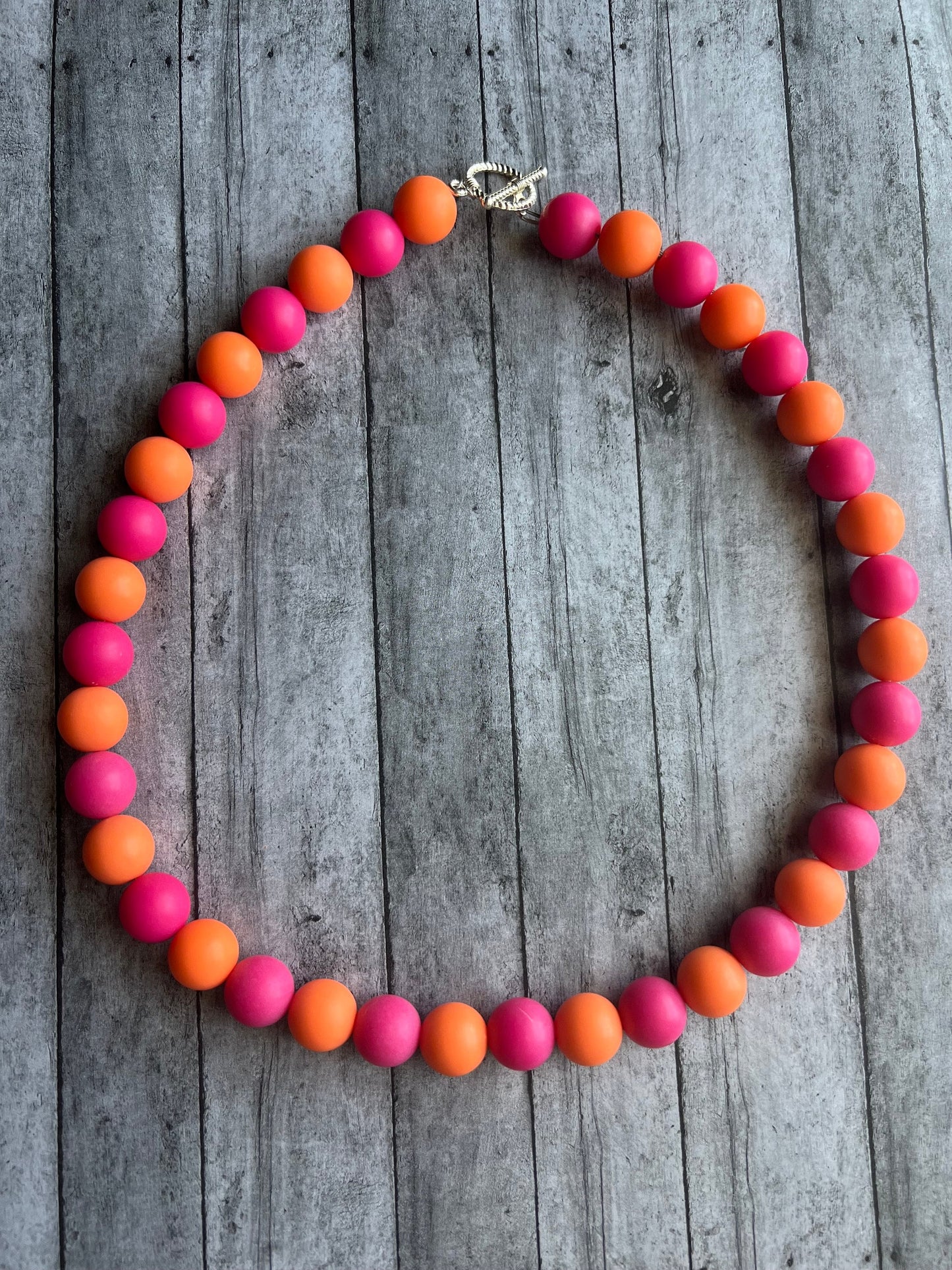 Orange and Dark Pink Pet Necklace with Toggle Clasp, Jewelry for Dogs, Jewelry for Cats, Durable Pet Necklace, Pet Accessories, Pet Gifts