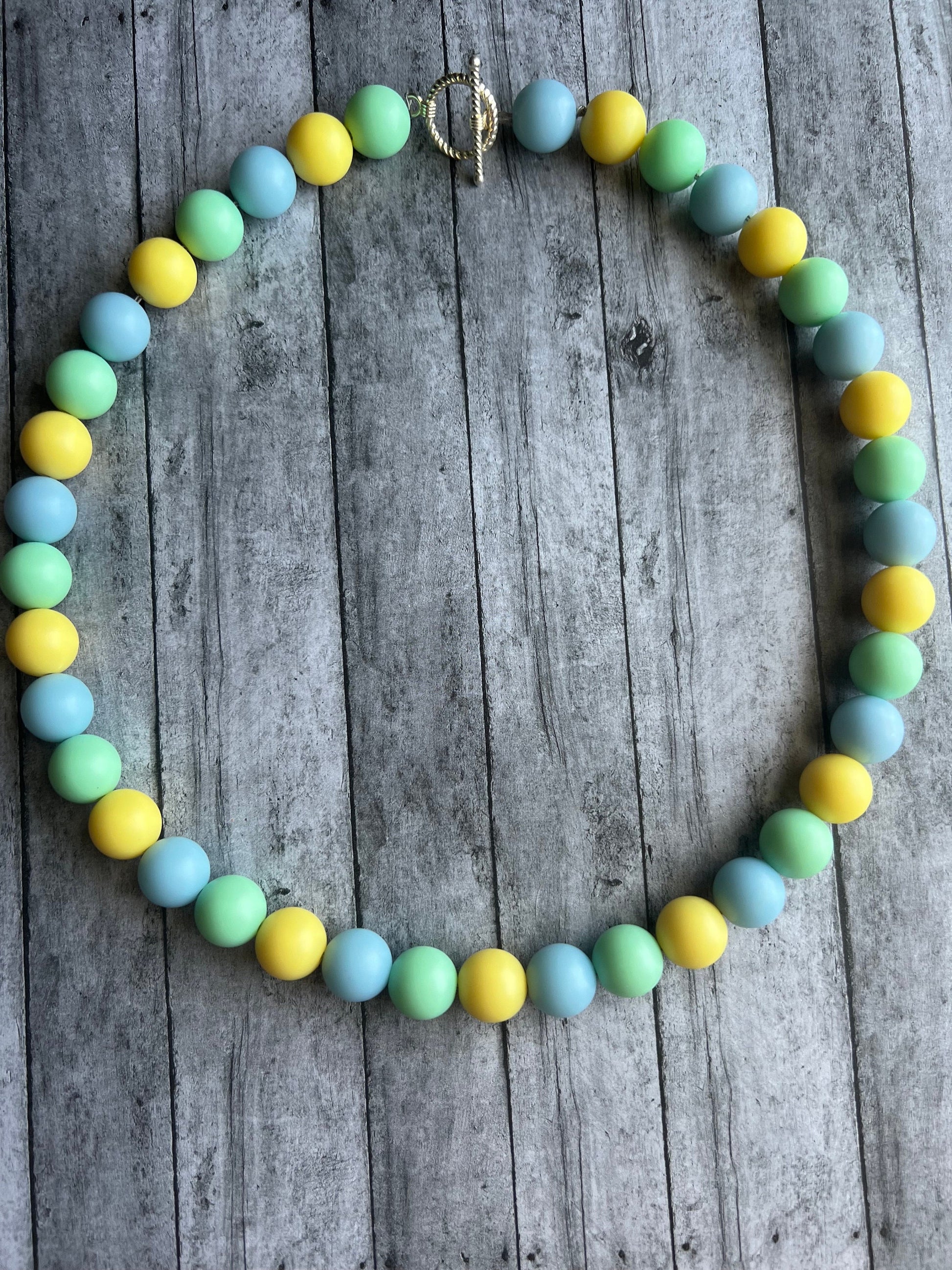 Yellow, Green and Blue Pet Necklace with Toggle Clasp, Jewelry for Dogs, Jewelry for Cats, Durable Pet Necklace, Pet Accessories, Pet Gifts