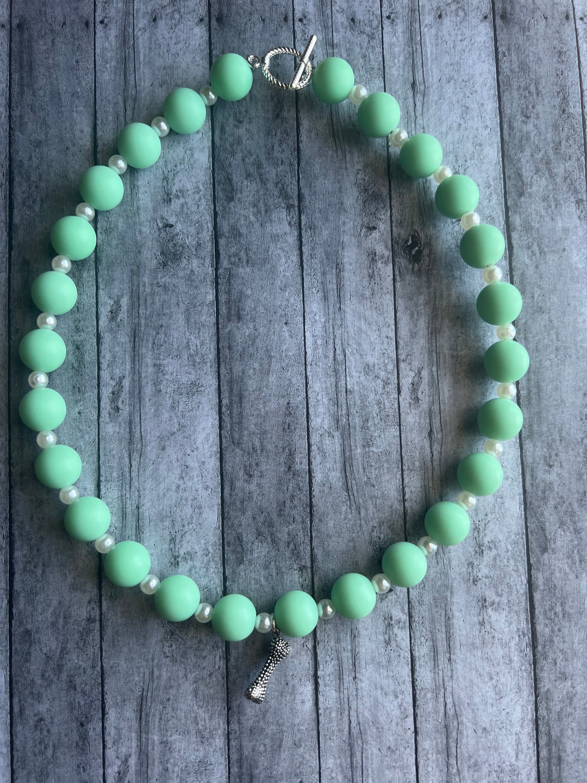 Green and Pearl Pet Necklace with Toggle Clasp, Jewelry for Dogs, Jewelry for Cats, Durable Pet Necklace, Pet Gifts, Pet Accessories