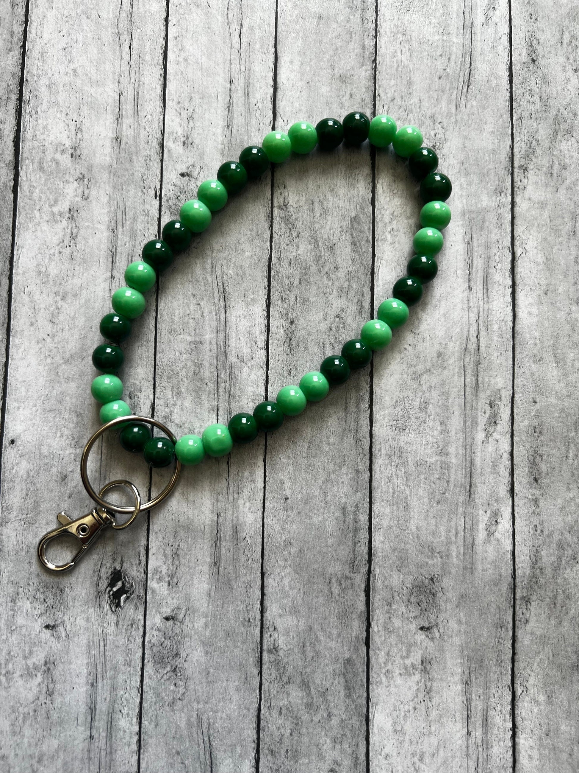 Light Green and Jade Green Beaded Wristlet, Keychain Accessories, Trendy Keychains, Keychain for Keys, Bag Accessories, Trendy Wristlet