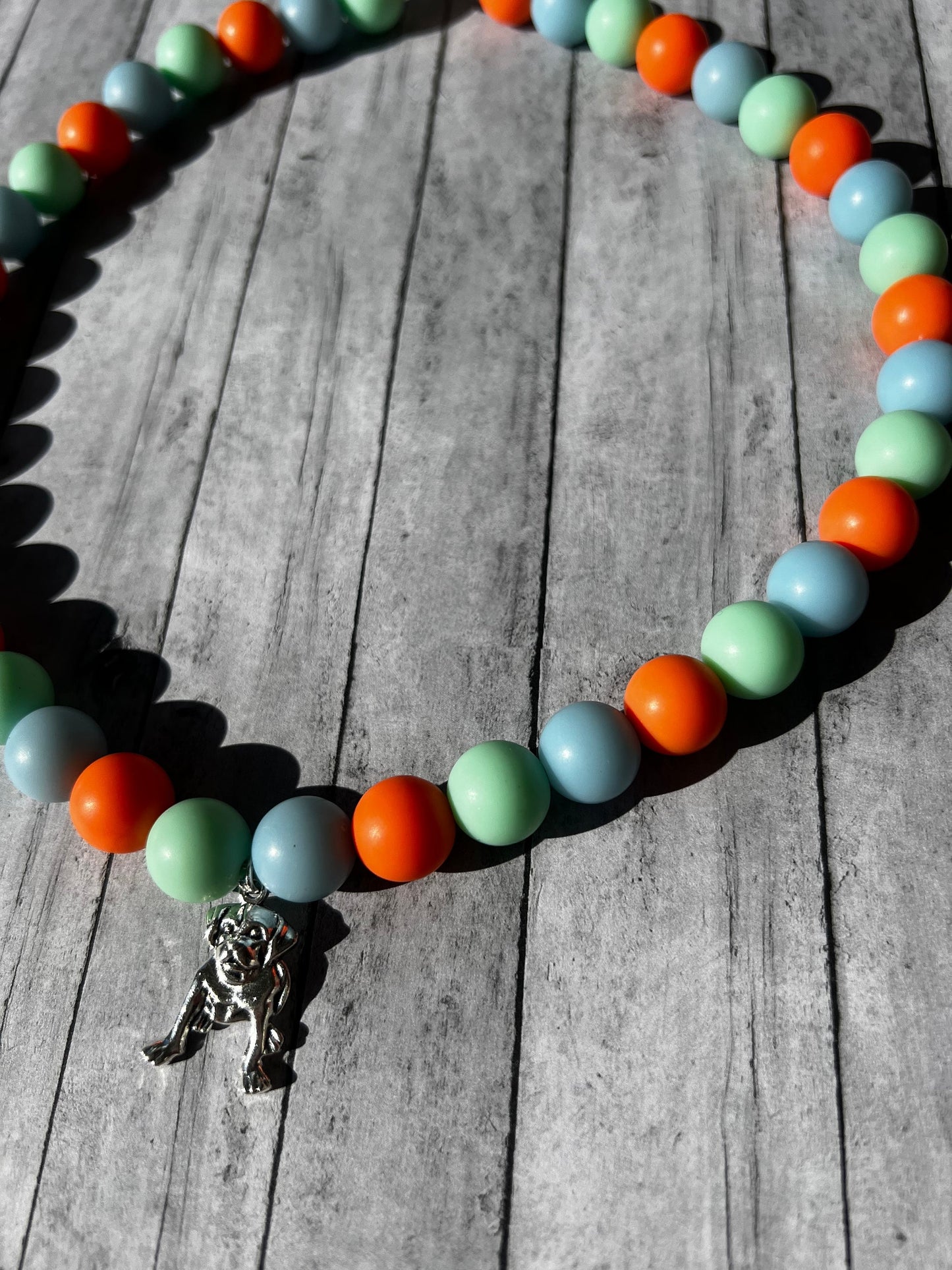 Blue Orange and Green Pet Necklace with Toggle Clasp, Jewelry for Dogs, Jewelry for Cats, Durable Pet Necklace, Pet Accessories, Pet Gifts