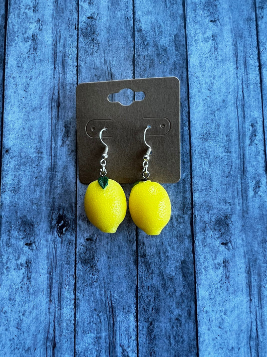 Lemon Earrings, Citrus Fruit Earrings, Fun Earrings, Hypoallergenic Earrings, 925 Sterling Silver Plated Earrings, Gifts for Her