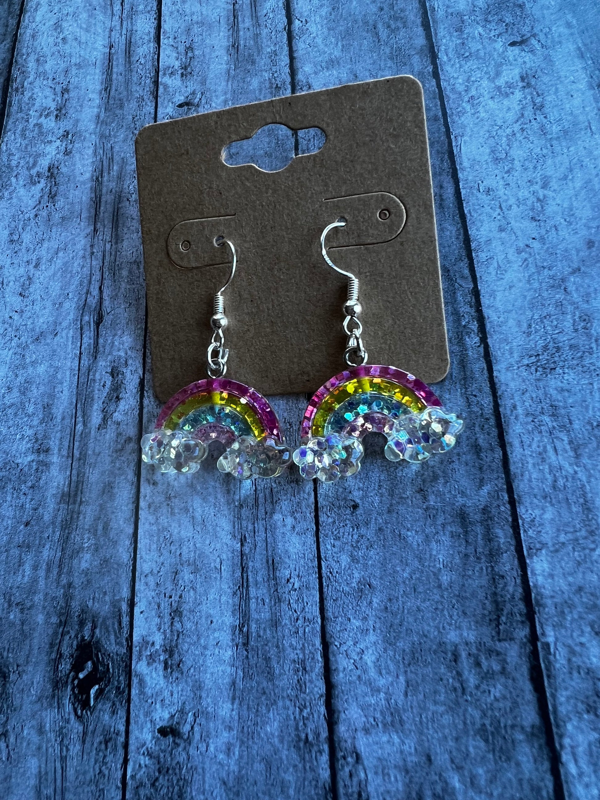 Sparkly Rainbow Earrings, 925 Sterling Silver Plated Earrings, Hypoallergenic Earrings, Cute Rainbow Earrings, Fun Earrings, Gifts for Her