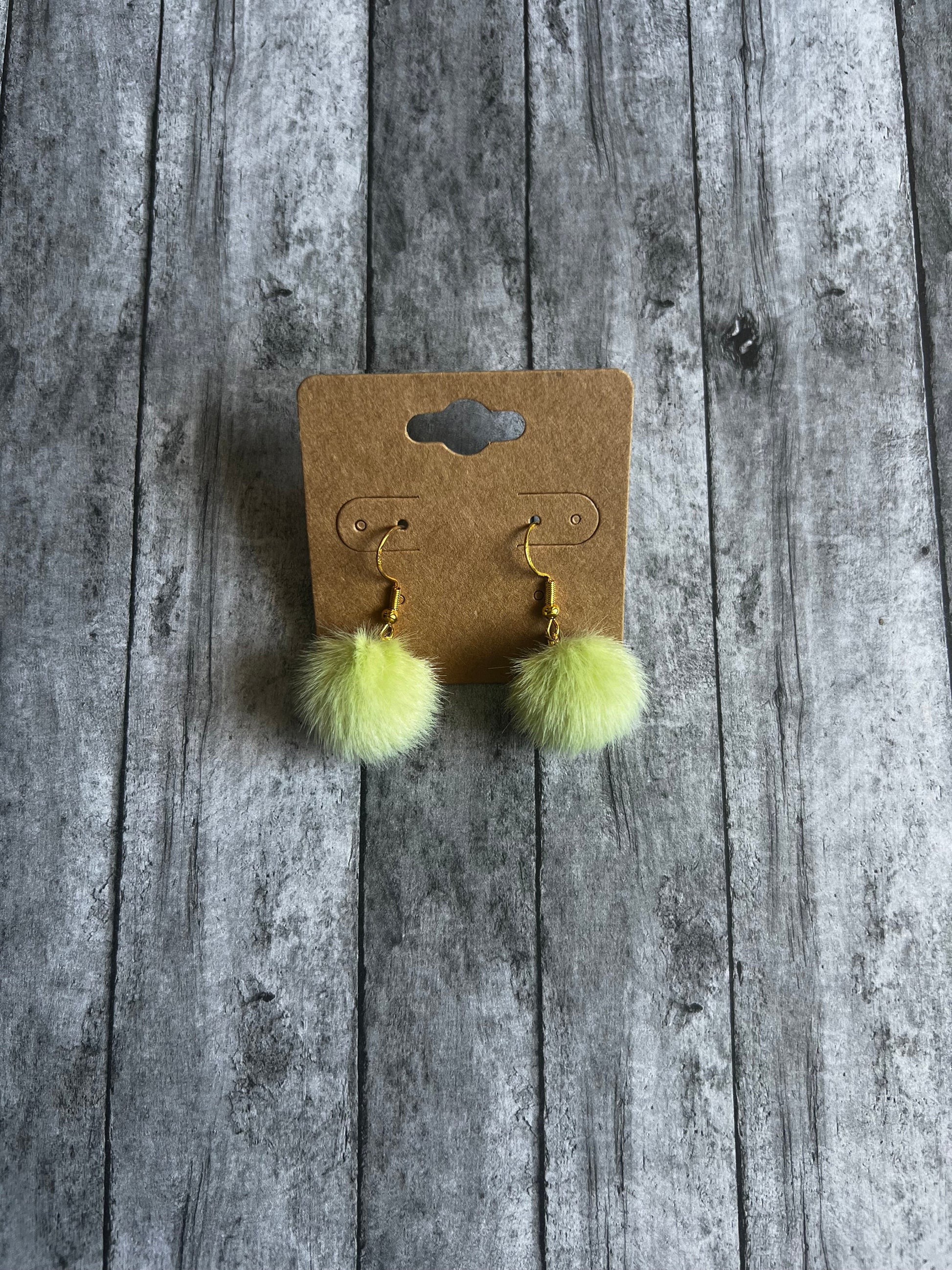 Puff Ball Earrings, Fluffy Ball Earrings, Boho Earrings, Small Dangle Earrings, 925 Gold Plated Earrings, Hypoallergenic Earrings