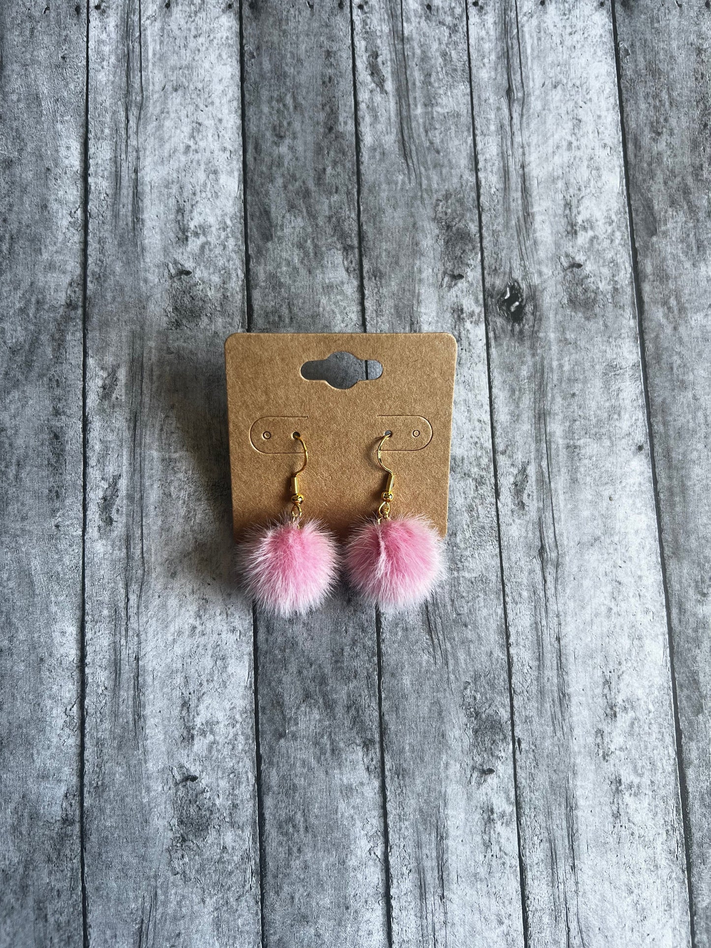 Puff Ball Earrings, Fluffy Ball Earrings, Boho Earrings, Small Dangle Earrings, 925 Gold Plated Earrings, Hypoallergenic Earrings