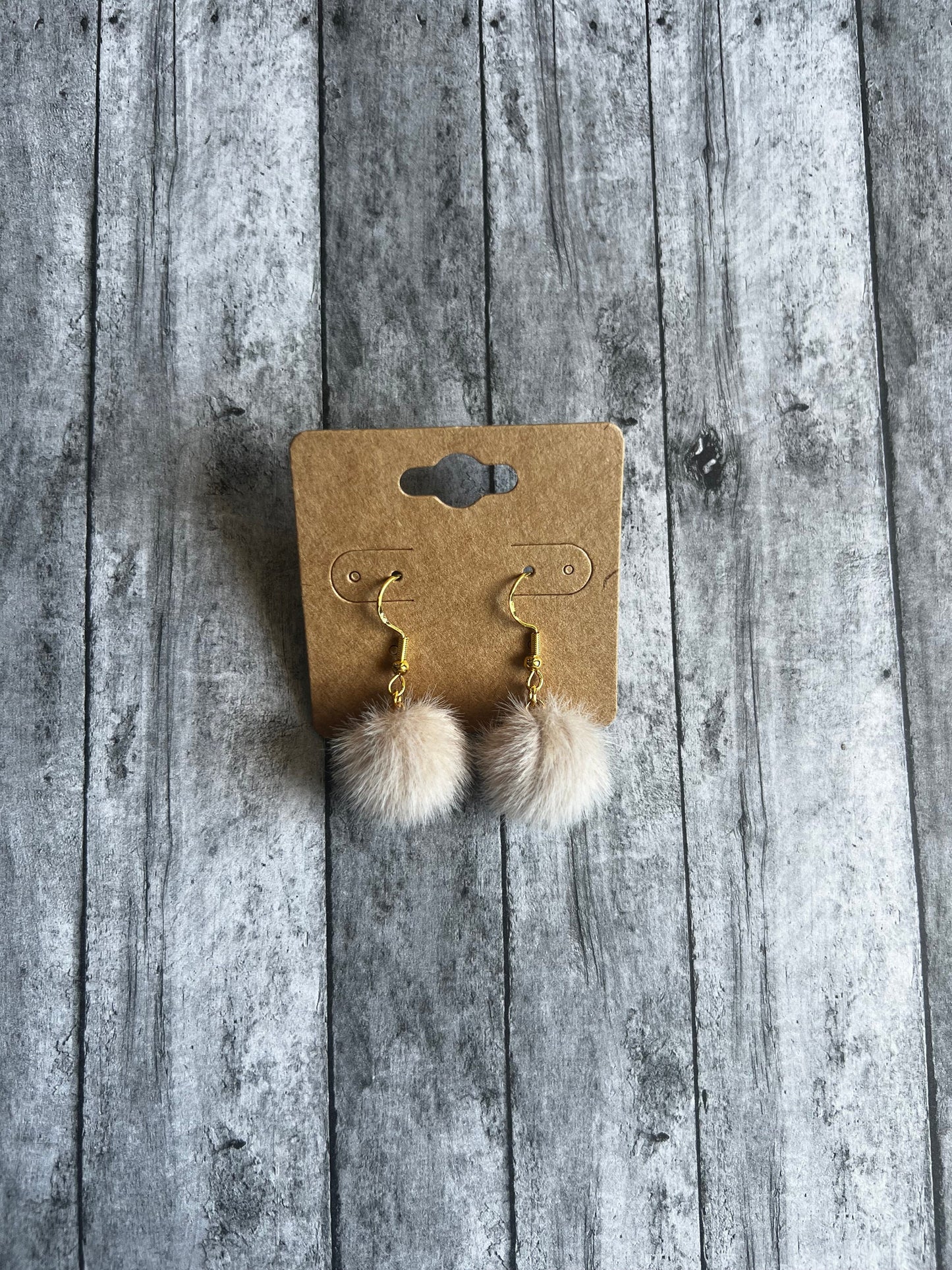 Puff Ball Earrings, Fluffy Ball Earrings, Boho Earrings, Small Dangle Earrings, 925 Gold Plated Earrings, Hypoallergenic Earrings