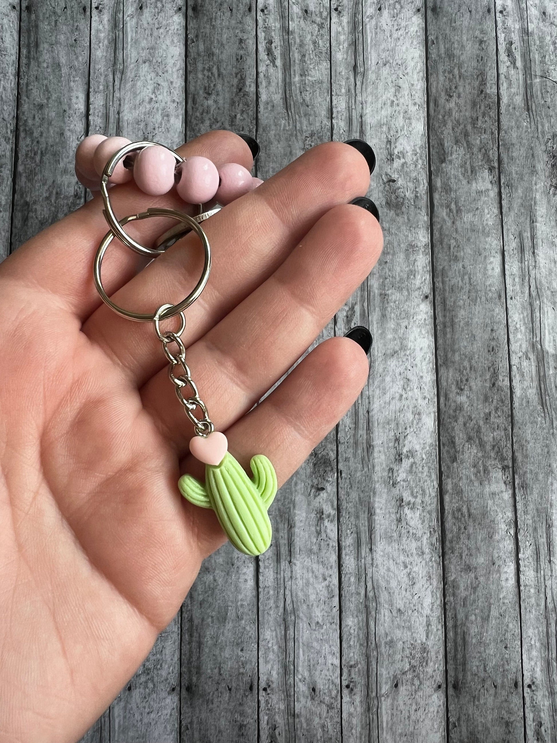 Closer view of the Cactus Keychain.