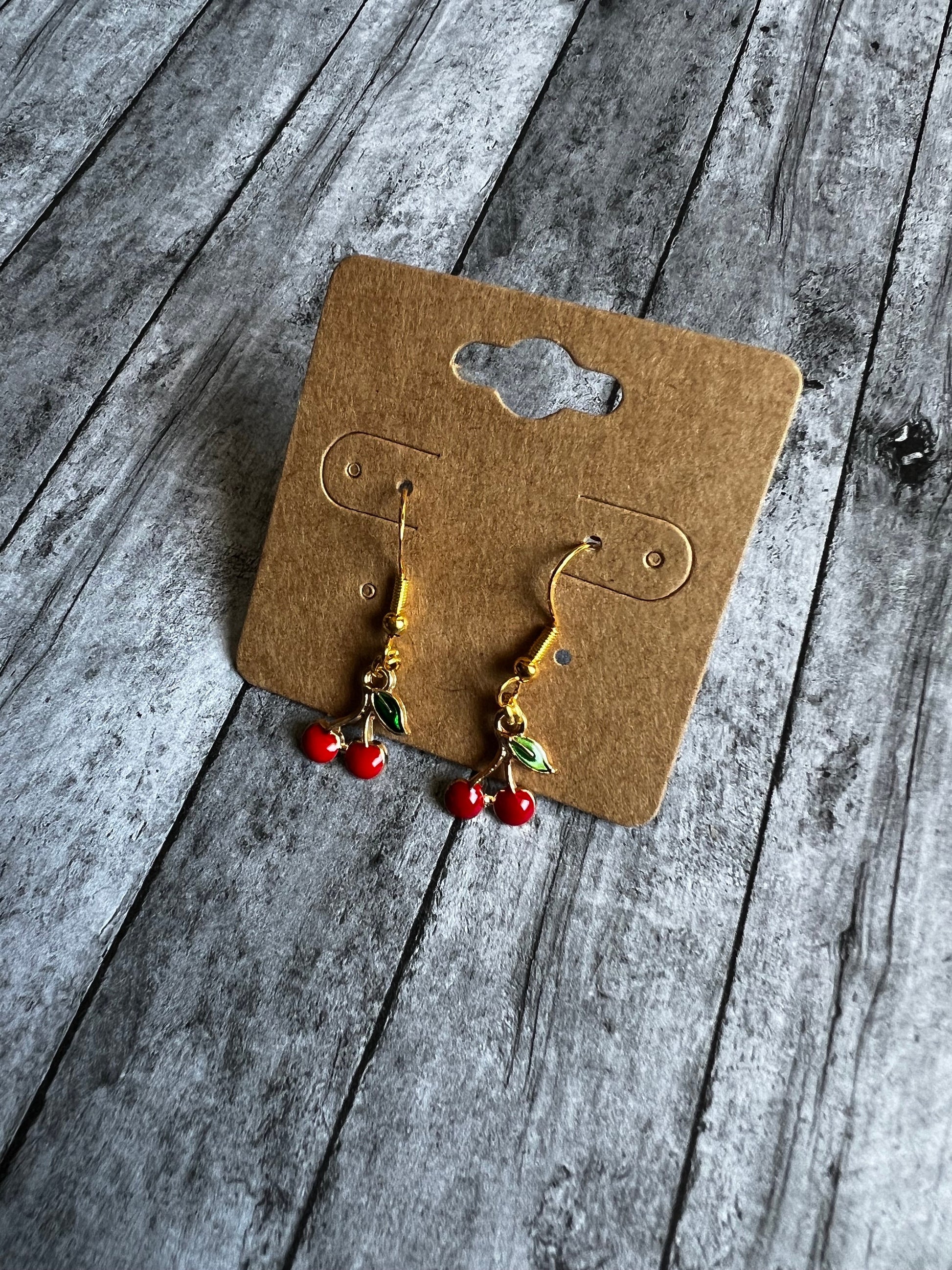 Cherry Dangle Earrings, Hypoallergenic Earrings, 925 Gold Plated Earrings, Fruit Earrings, Dangle Earrings, Comfortable Earrings