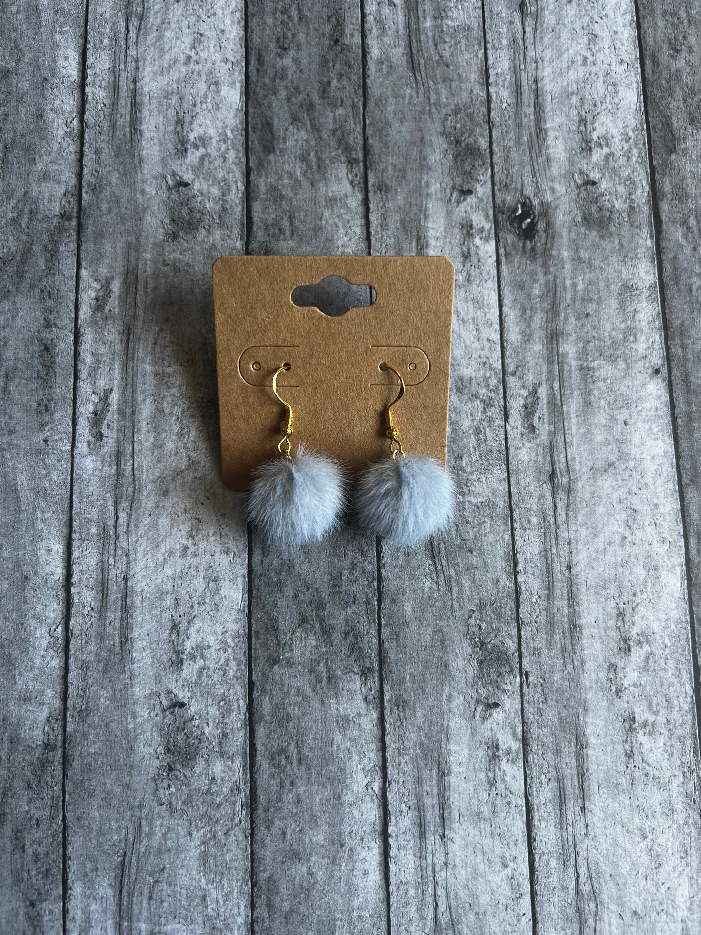 Puff Ball Earrings, Fluffy Ball Earrings, Boho Earrings, Small Dangle Earrings, 925 Gold Plated Earrings, Hypoallergenic Earrings