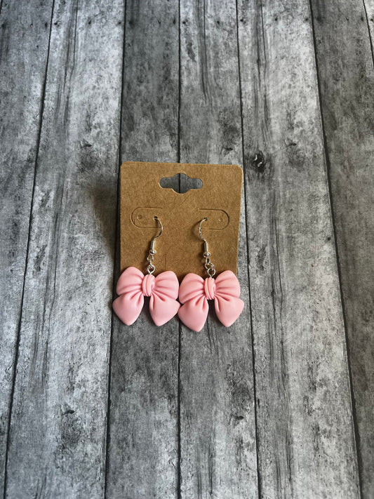 Pink Bow Earrings, Bow Earrings, Cute Earrings, Silver Earrings, 925 Sterling Silver Plated Earrings, Hypoallergenic Earrings, Gifts for her