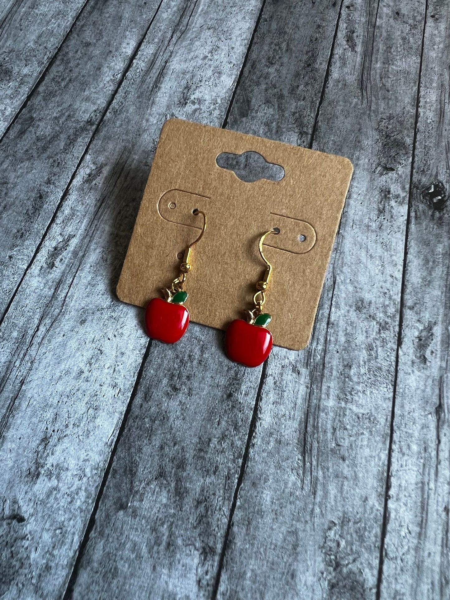 Apple Dangle Earrings, Gold Jewelry, Cute Fruit Earrings, Fruit Earrings, Jewelry, Gifts for Her, Summer Earrings, Spring Jewelry