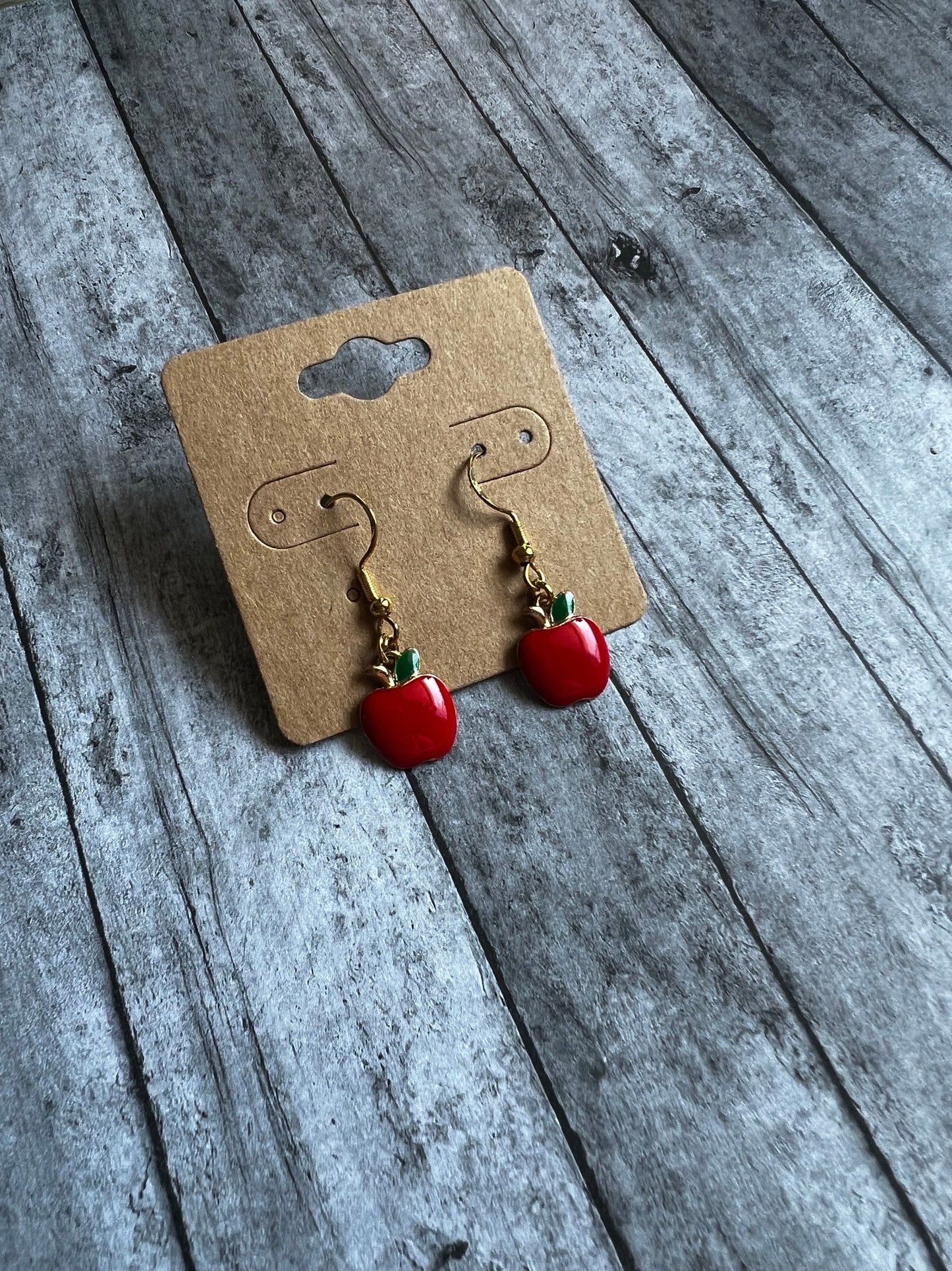 Apple Dangle Earrings, Gold Jewelry, Cute Fruit Earrings, Fruit Earrings, Jewelry, Gifts for Her, Summer Earrings, Spring Jewelry