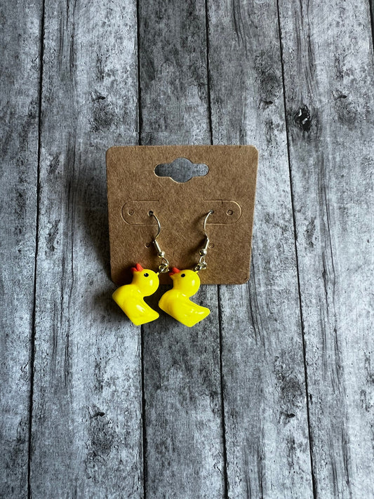 Duck Earrings, Quirky Earrings, Creative Earrings, Dangly Jewelry, Silver Jewelry, Gifts for Her, Duck Jewelry