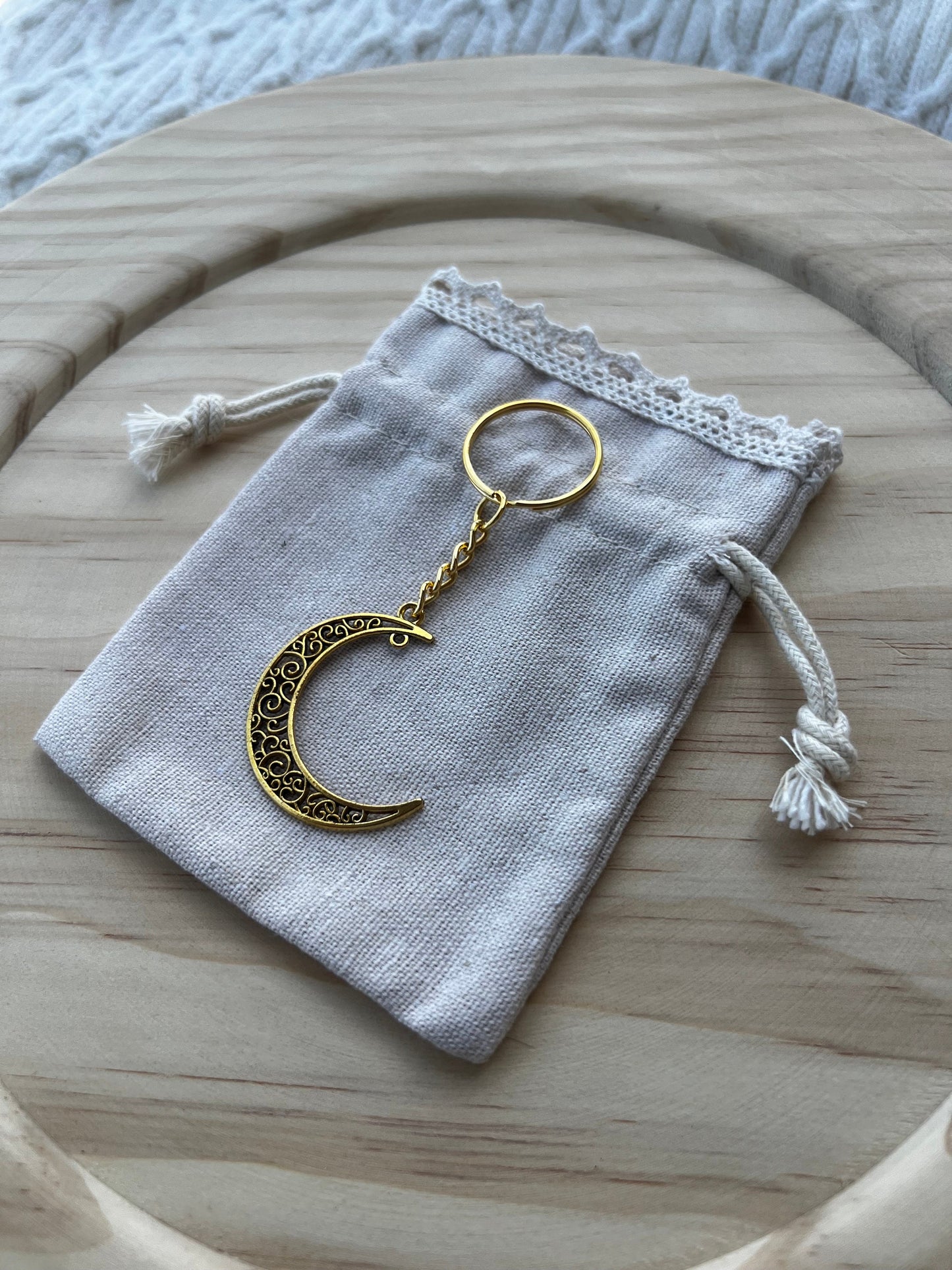 Silver Crescent Moon Keychain, Gold Crescent Moon Keychain, Silver Accessories, Gold Accessories, Bag Keychain, Gifts for Her