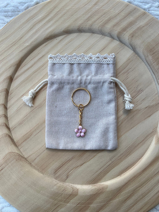 Gold Flower Keychain, Pink Flower Keychain, Gold Accessories, Gold Keychain, Gold Flower Accessories, Gold Jewelry, Gifts for Her