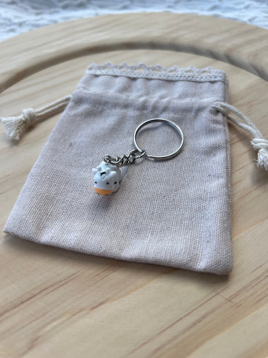 Silver Cow Keychain,