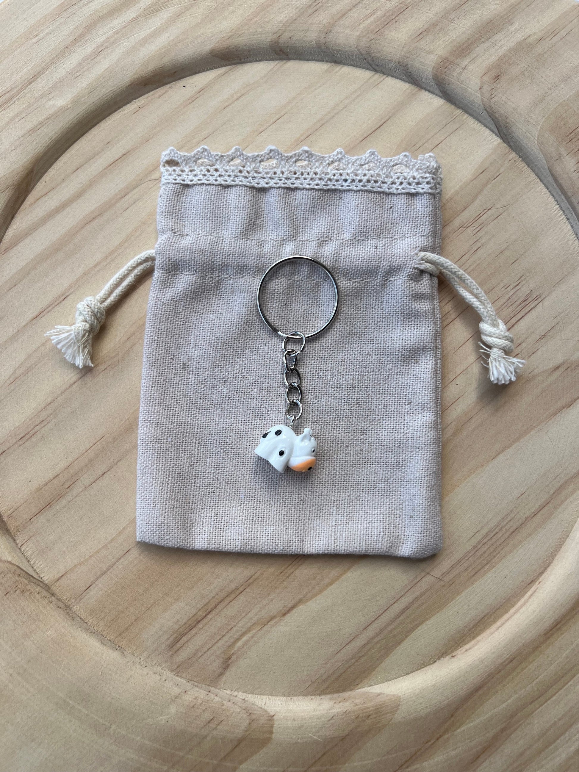 Silver Cow Keychain,